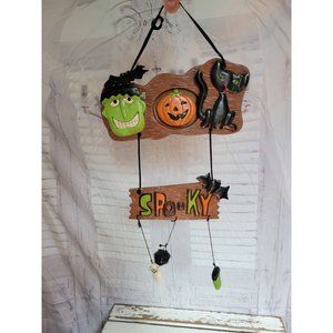 Frankenstein Halloween sign hanging home decor spooky cat pumpkin ghost